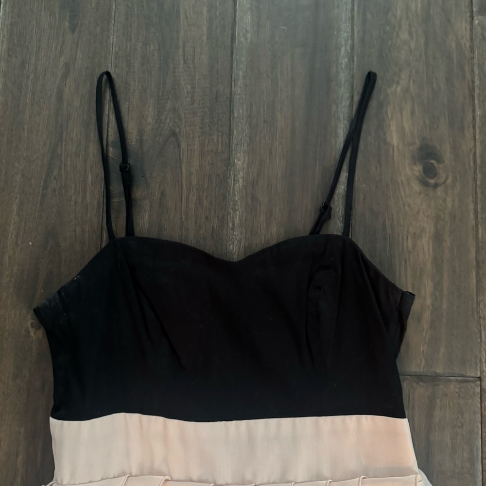 H&M Black & Cream Fit & Flare Tiered Ruffle Party Cocktail Mini Dress 6 - Picture 3 of 7